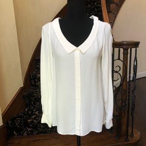 Zara basic white collar blouse button down